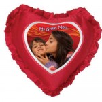 Red Heart Frill Cushion With Personalized Photo